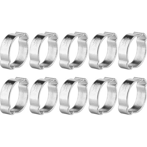 10 pièces Collier Serrage 2 Oreilles Galvanisé 5‑23mm pour Tuyau Carburant Diesel (20‑23mm) (1/2)