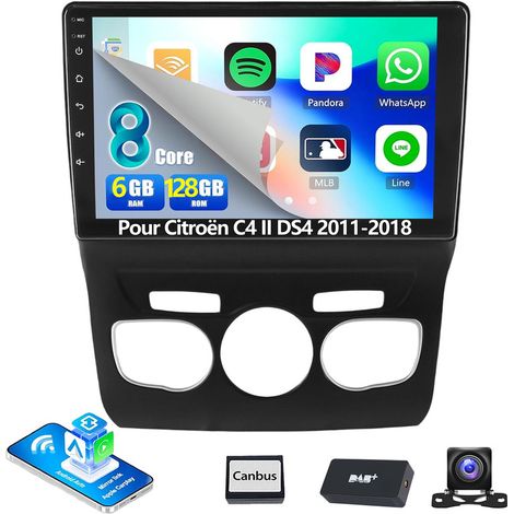 Autoradio Android 14 10 Pouces 6Go+128Go pour Citroën C4 II / DS4 (2011-2018) - 8-Cœurs, 4G, Apple CarPlay, GPS, Wi-Fi - 6+128G DAB+ CAM (1/5)
