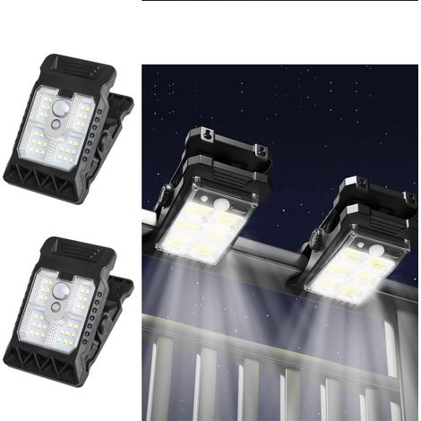 2 Pack LED Outdoor Solar Mini Clip Lights, éclairage portable avec capteur de mouvement, lumière décorative étanche solaire alimentée par la cour, lampe chemin de 3 modes. (1/5)