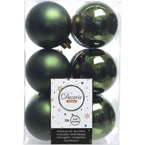 12 PALLINE DI NATALE VERDE PINO 6CM