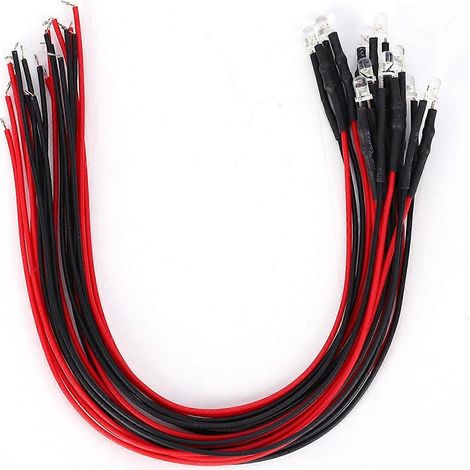 50 Stück Diodenverdrahtete, leuchtende LED-Perlen mit rundem Kopf und geradem Stecker, 12 V, 3 mm