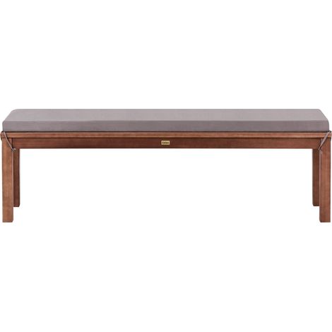 Banco de jardín rústico con cojín de madera de eucalipto 160 cm interior y exterior marrón claro/gris Tuscania (1/5)