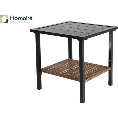 Stahl Rattan Gartentisch rechteckig 120 x 70 cm Braun HOMAIRE (1/5)