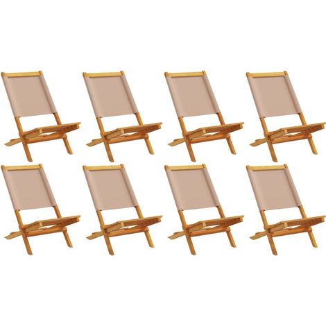 Maison Exclusive - Sedie Giardino Pieghevoli 8pz Tortora Tessuto e Legno Massello
