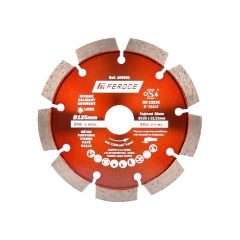 Disque Diamant Segment Laser 125 x 22.2mm FEROCE (1/2)