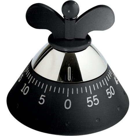 Alessi Kitchen Timer Contaminuti Nero– Timer da Cucina Meccanico Pratico e Preciso