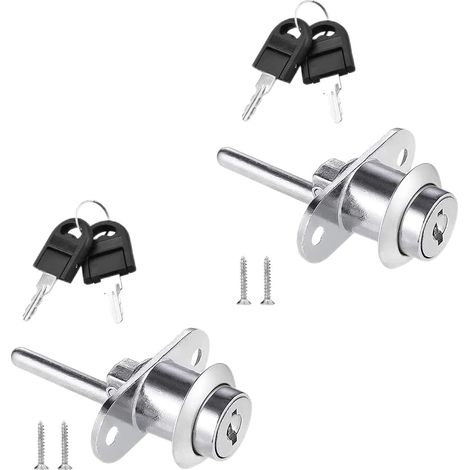 2Pcs Serrure de Tiroir Serrures à Tiroirs Bureau avec Clé Serrure à Piston (1/5)