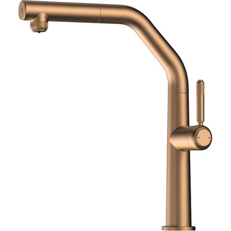 Miscelatore per lavello cucina in PVD Rose gold doccia estraibile sistema acqua depurata Pollini FILTRA TECH RE6110-PR  Oro Rosè