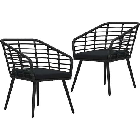 vidaXL Sillas de jardín 2 unidades con cojines ratán sintético negro (1/5)