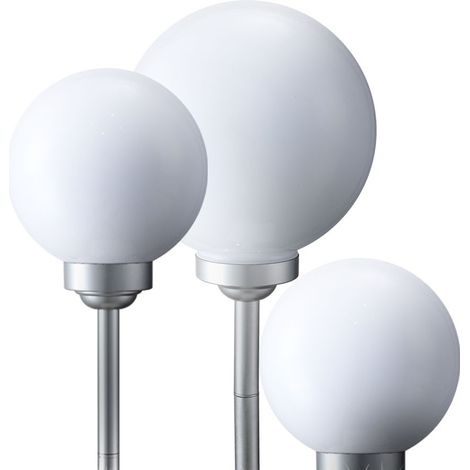 3x LED Solarkugel-Set Gartenleuchte Außenbeleuchtung Weg-Licht Deko Steckleuchte Veranda Hof Weg Weiß (1/5)