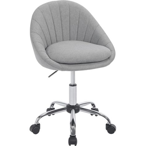 WOLTU Silla de Oficina Ergonómica de Lino Acolchada Giratoria Regulable en Altura, Gris (1/5)