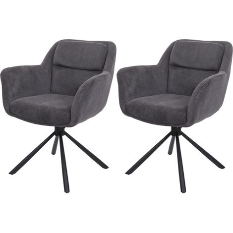 Juego de 2 sillas de comedor giratorias autoposicionables de pana gris 040007361 (1/5)