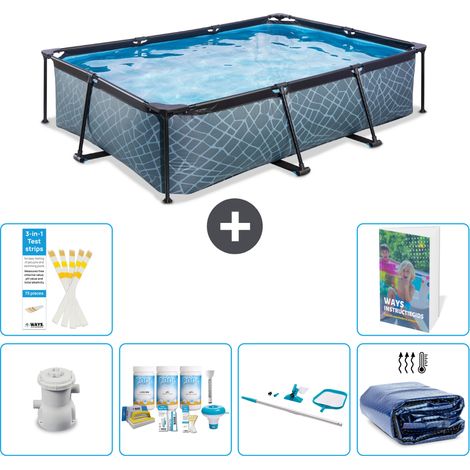 Exit Pool Rechteckig - Steinoptik - 300x200x65 cm - 7-teilig S267