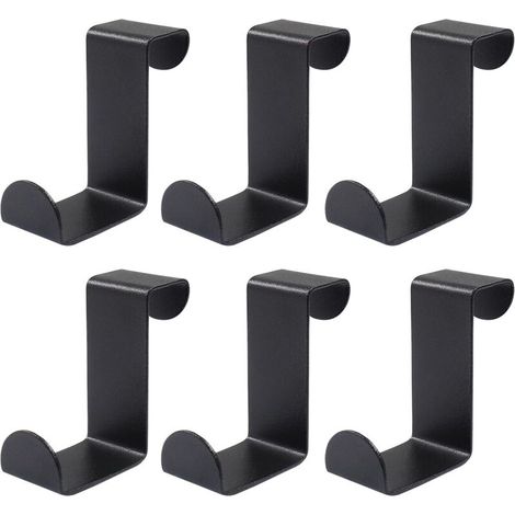Türhaken, Türkappenhaken, für Standardtüren, Schubladen, Schränke, 6 Stück, schwarz (1/5)