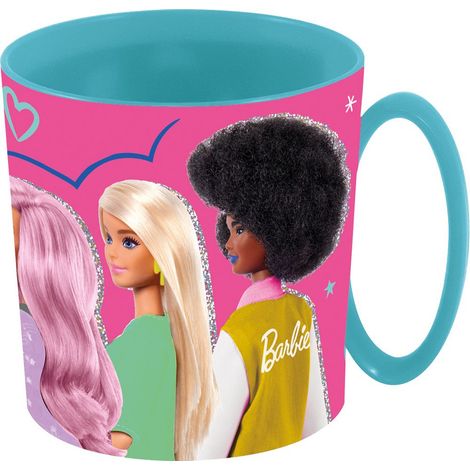 Tazza rosa per bambini in plastica Barbie da 350 ml adatta al microonde