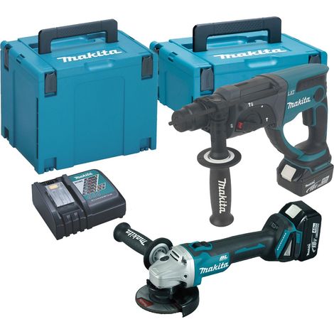 Makita DGA504RMJ 18v Brushless Angle Grinder Li-Ion + DHR202Z SDS Hammer Drill (1/4)