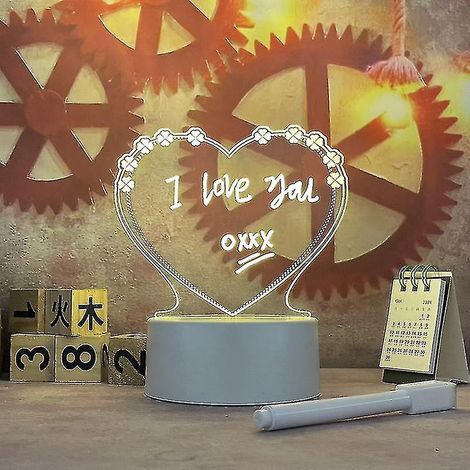 Kreative LED-beleuchtete Memotafel mit integriertem Stift, ideal für Partys, als Geschenk für Kinder und Freundinnen. Nachtlicht – Liebestafel – 1 Stift