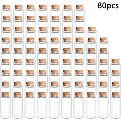 (10 ml - 80 bouteilles) Petites bouteilles en verre avec bouchons en liège, parfaites pour présenter des objets d'art et d'artisanat et décorer des articles de fête. (1/5)