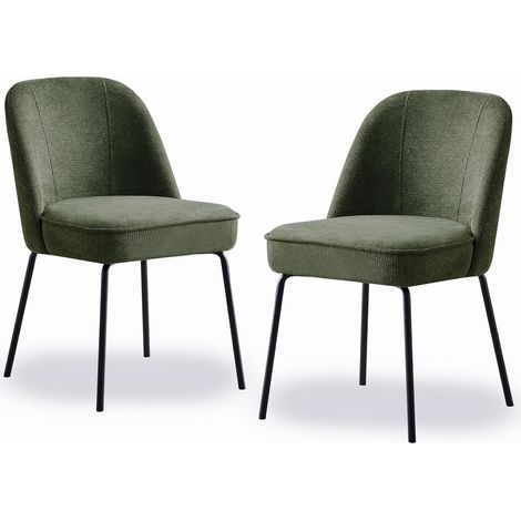 Set of 2 Dinning Chairs with High-Resilience Spring Cushion with Metal Legs,GREEN