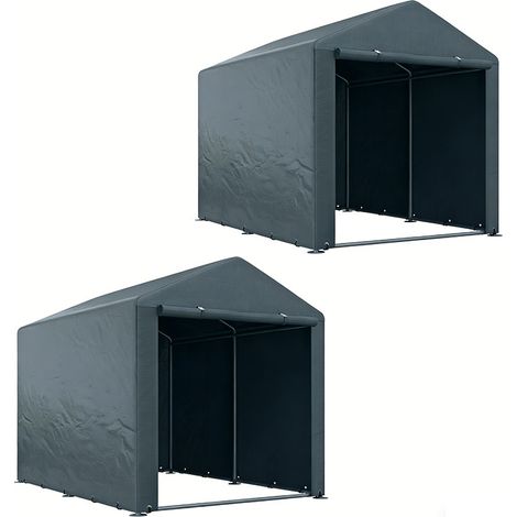 2er-Set garagenzelt, 1,6 x 2,18 x 1,72 m Lagerzelt mit UV-Schutz, Reißverschlusstür, Wasserabweisend Foliengarage für Gartengeräte