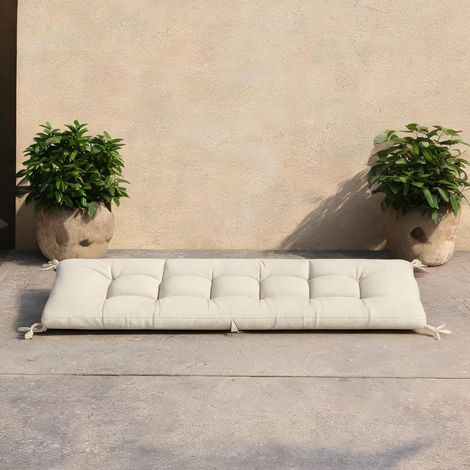 Coussin de chaise longue déhoussable en polyester beige 198 x 65 (1/5)