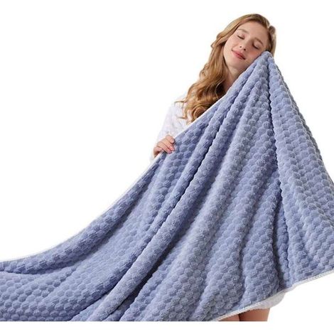Bardusch - Serviette de plage - Polaire corail - Bleu - Douce et absorbante - Séchage rapide - 70x140cm (1/4)