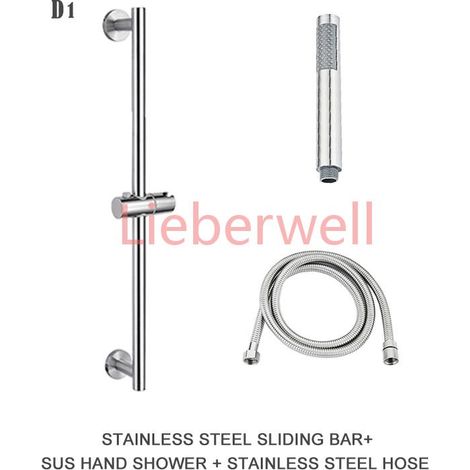 Barre marketde douche en acier inoxydable SUS304, support de pommeau de douche réglable, rond et carré brossé, dernier modèle (1/5)