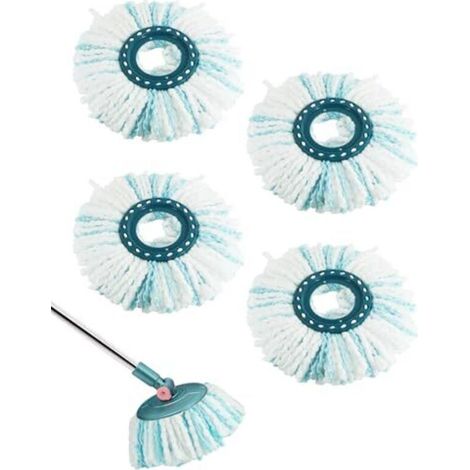 Lot de 4 têtes de balai de rechange compatibles avec les serpillères Leifheit Clean Twist Disc Mop en microfibre durable très absorbante pour nettoyer tous les types de sols (1/4)