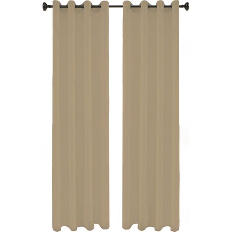 Tende Oscuranti Termica Isolante con occhielli 4 Cm Tinta unita 1Tenda - Beige
