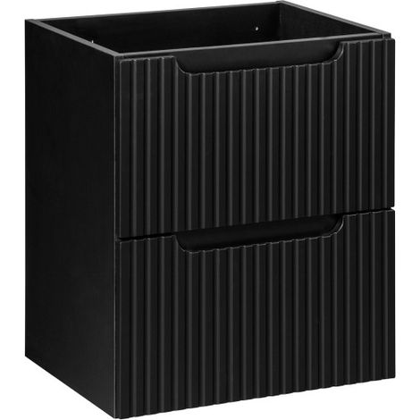 Möbelwaschtisch VANO – 2 Schubladen – Mattschwarz – L50 × B39 × H57 cm – Zum Aufhängen