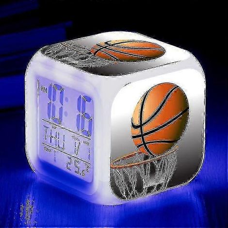 Réveil de basket-ball, montre électronique lumineuse multifonctionnelle à 7 couleurs changeantes, minuteur de réveil pour enfant, convient à Taïwan, rose. (1/5)