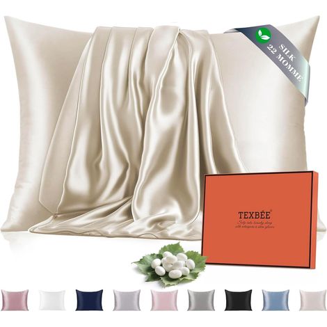 Taie Oreiller en Soie Mûrier 22 Momme 50x70 cm, Beige, 1 Pièce (1/5)
