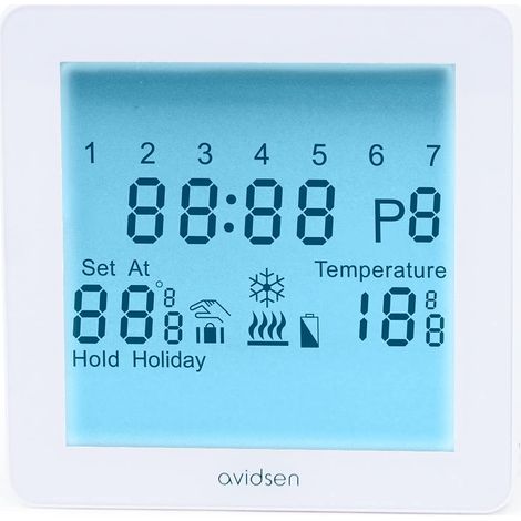 Avidsen 103955 Cronotermostato WiFi Touchscreen LCD programmabile 6 periodi controllo remoto app AviControl colore Bianco (1/5)