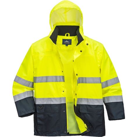 Giacca antipioggia Portwest Hi-Vis bicolore Giallo / Marina M
