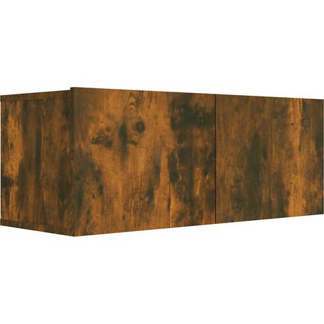 Meuble TV, Étagère TV, Meuble de Salon, Chêne fumé 80x30x30 cm Bois d'ingénierie OIB7342E (1/5)