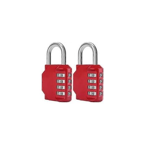 [2er-Pack] 4-stellige Zahlenschlösser, wasserdicht, Metall und verzinkter Stahl – Rot-Crezuo (1/5)