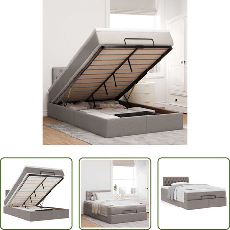 vidaXL Taschenfederkern - Ottoman-Bett mit Matratze Taupe 120x190 cm Stoff (1/5)