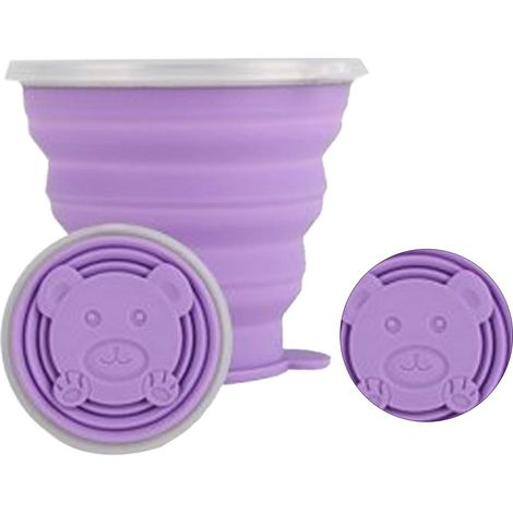 Gobelet pliable en silicone ultra-mince, 270 ml violet, avec dragonne, idéal pour camping, randonnée et voyages (1/5)