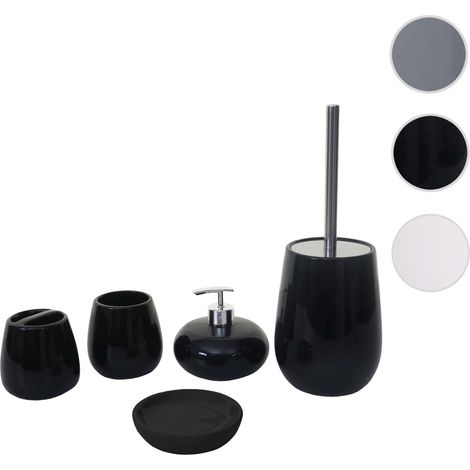 Ensemble de salle de bains 5 pièces HWC-C72, accessoires de salle de bains, céramique blanc (1/5)