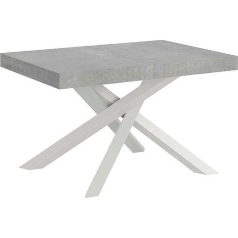 Tavolo allungabile 120/380x90 cm Volantis Premium cemento gambe bianche (1/4)