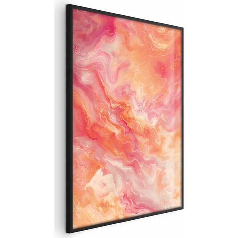 Póster - Colores llameantes - formas dinámicas en los colores del fuego y el rosa (1/4)