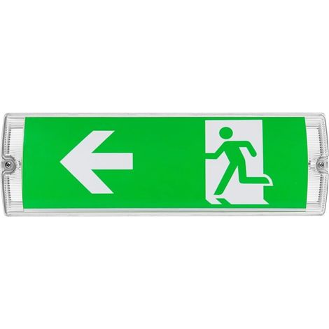 Éclairage LED secours, lampe de sortie de secours avec batterie jusqu'à 3 h, panneau de 4 pictogrammes