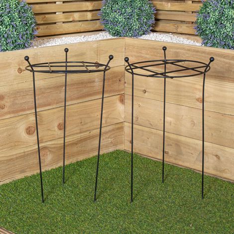 Pack of 2 Tom Chambers Cottage Heavy Duty Black Metal Steel Herbaceous Garden Plant Support Grow Through Small 60cm x 35cm (1/5)