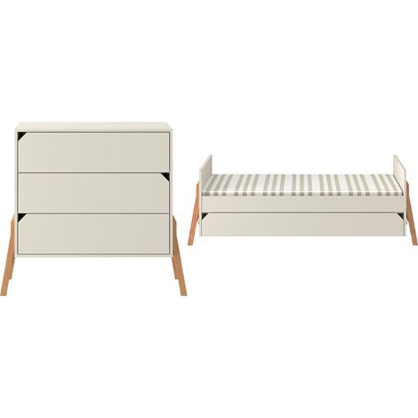 Mitwachsendes Babybett 70x140 und Kommode mit 3 Schubladen Bellamy Lotta Kaschmir