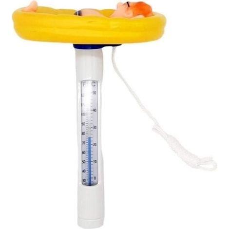 OMABETA Schwimmthermometer mit Cartoon-Motiv, Schwimmthermometer für Pools, Abnehmbares Gartenthermometer, Gelb (1/4)