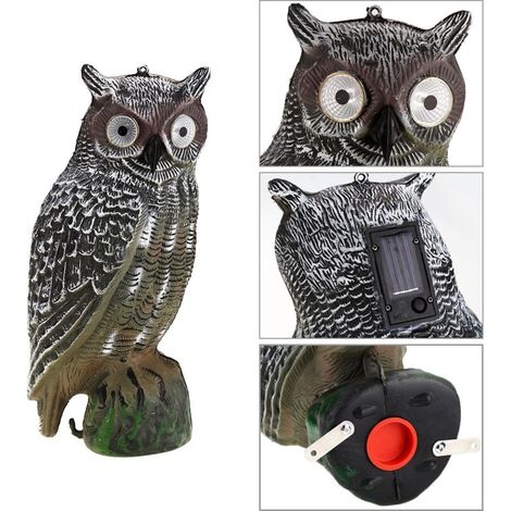 nergie solaire hibou chasse leurre oiseau effaroucheur dissuasif antiparasitaire jardin décor yeux lueur (1/5)