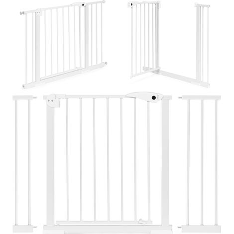 Barriere de securite 74 105 cm pour escaliers et portes acier panneaux supplementaires blanc ecotoys (1/5)