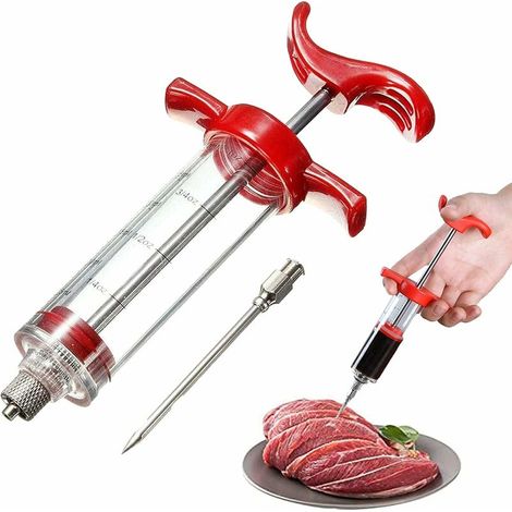 Seringue à Sauce,--Lefou Seringue à marinade 30ml, Injecteur de Marinade Premium, Seringue a Saumure Injecteur de Viande pour Poulet Bœuf Dinde Viande Rôtis Barbecue (1/5)