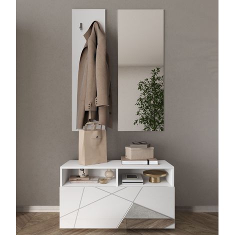 Meuble d'entrée moderne laqué blanc ANTONIA (1/5)