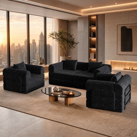 Canape convertible 1 place, rangement accoudoir, chenille HAVRYA (1/5)